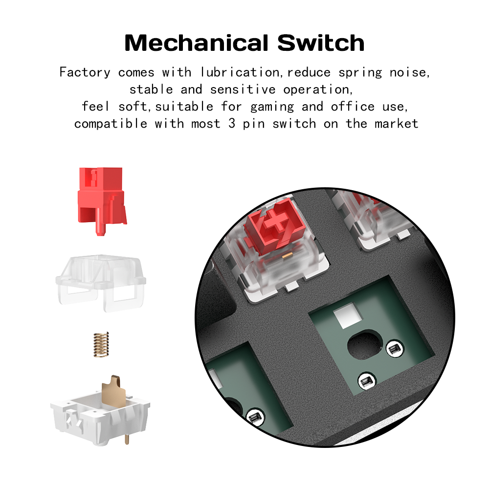 zifriend h61k mechanical keyboard with red switches