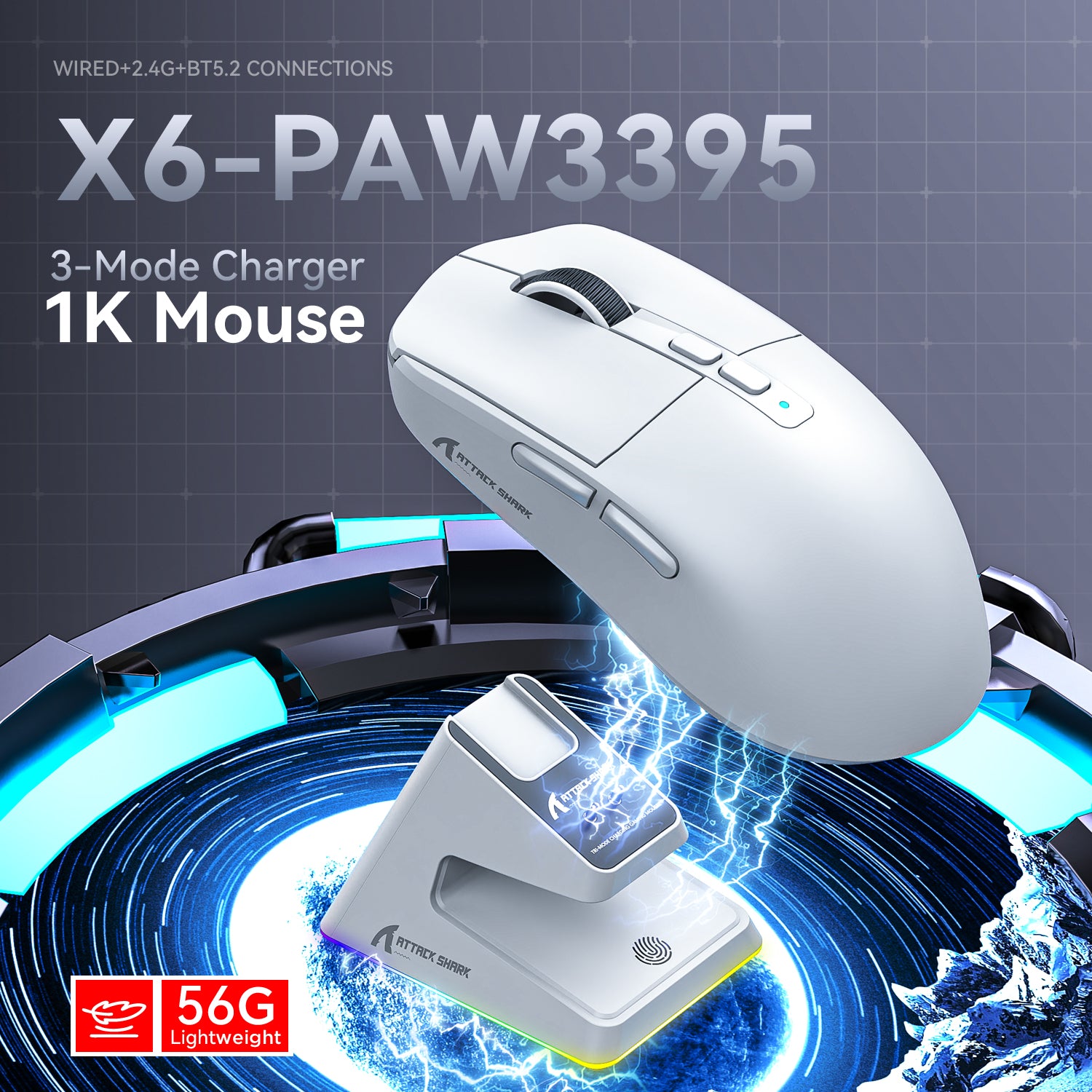 attack shark x6 paw 3395 gaming mouse