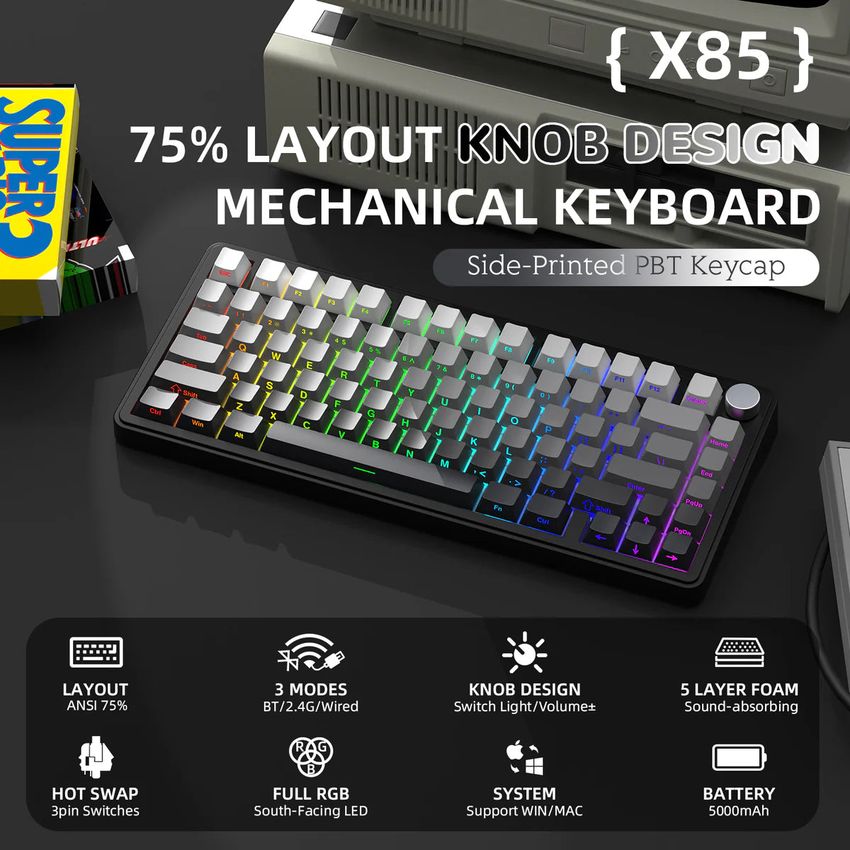 Attack Shark X85 75% Wireless Mechanical Keyboard